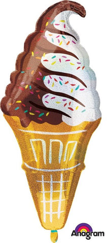 Foil Balloon Supershape - Ice Cream Cone Holographic
