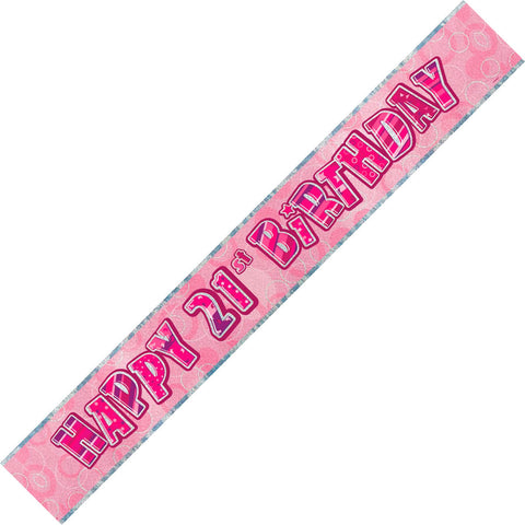 Banner - Happy 21st Birthday Glitz Pink Foil Banner