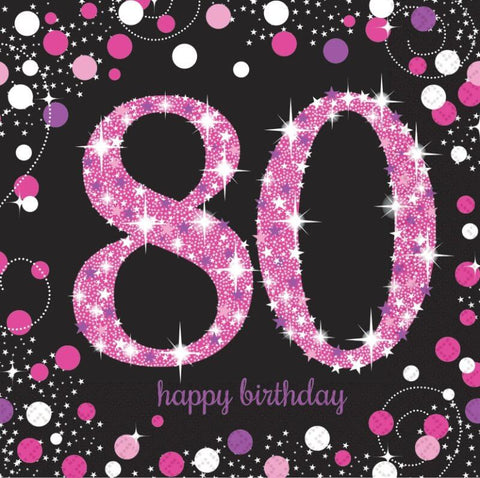 Napkins - 80th Birthday Pink