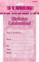 Invites - Glitz Pink w/Envelopes Invitation Pk 16