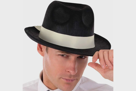 Hat - Black Mens Gangster Hat Feltex