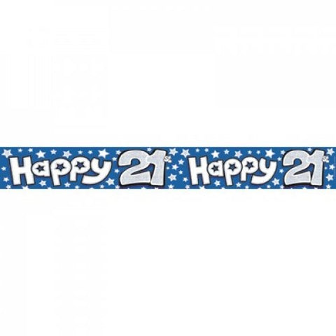 Banner - Happy 21st Blue 2.6m Long