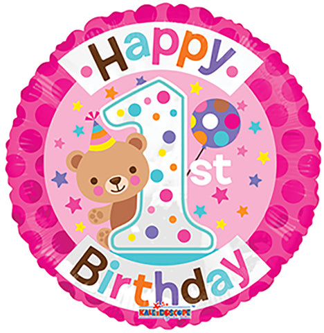 Foil Balloon 18" - Happy 1st Birthday Girl