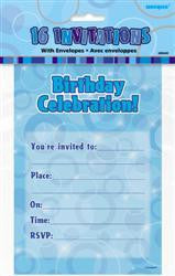 Invites - Glitz Blue w/Envelopes Invitation Pk 16