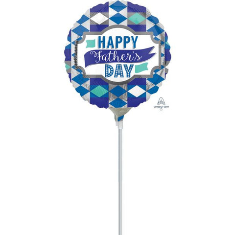 Foil Balloon 9" - Happy Father's Day Diamonds (Air-filled Only)