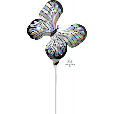 Foil Balloon 14" - Anagram Microfoil 35cm (14") Holographic Iridescent Butterfly