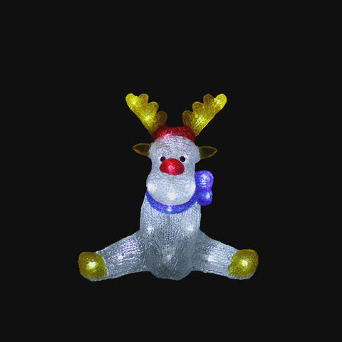Light Up Reindeer - Acrylic Sitting Red Nose Reindeer
