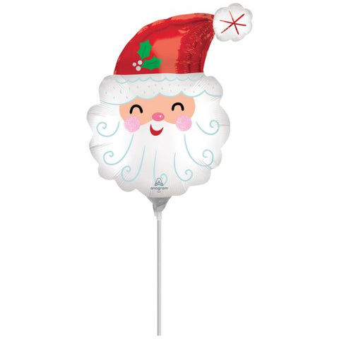 Foil Balloon 14" -  Mini Shape 35cm Satin Santa Head Air Inflation