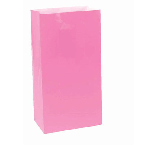Loot Bags - Paper Treat Bags Bright Pink (12Pk)