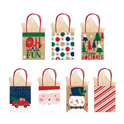 Gift Bag - Christmas Oh What Fun Small Vertical Gift Bags 7Pk