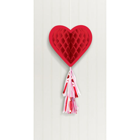Hanging Decoration - Heart Honeycomb Red