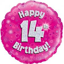 Foil Balloon 18" - Happy 14th Birthday Pink Holographic
