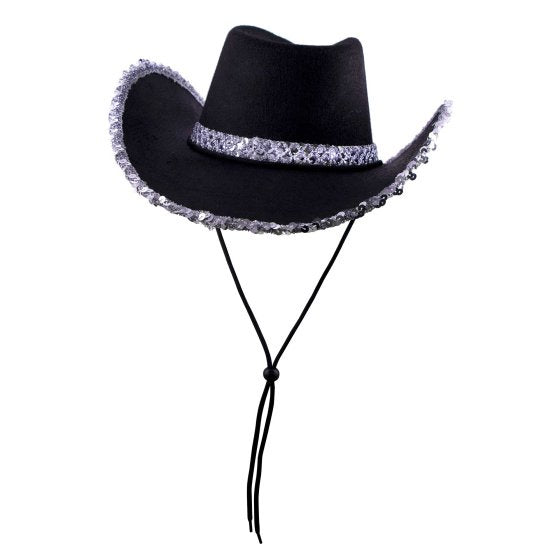 Cowboy Hat - Sequins Black/Pink/White