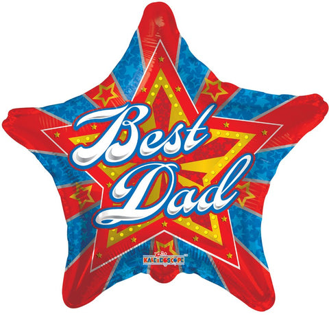 Foil Balloon 9" - Best Dad Blue & Red Star (Air-filled Only)