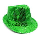 Hat - Sequin Trilby Fedora Hat Dark Green