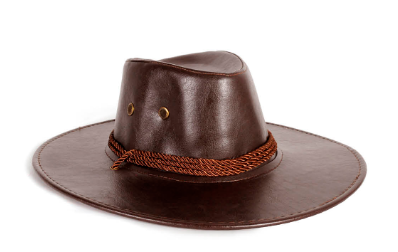 Hat - Leather (Faux) Cowboy Hat Red Brown
