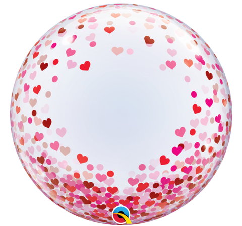Bubble Balloon 24" - Red & Pink Confetti Hearts