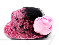 Mini Glitter Hat - Light Pink & Flower
