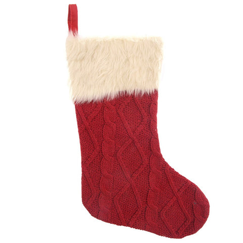 Christmas Stocking - Red Cable Knit Stocking