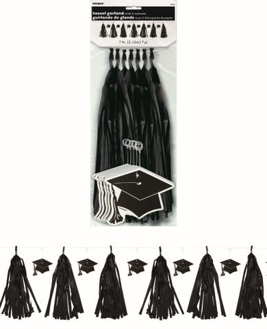 Tassel Garlands - Black With Graduation Caps