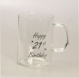 21st  Birthday Mug - Clear Glass Mug  21st