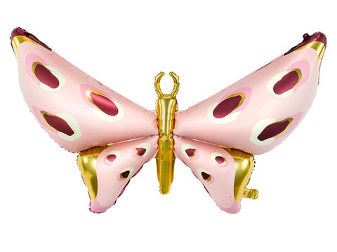 Foil Balloon Supershape - Glossy Pink Butterfly With Gold Spots