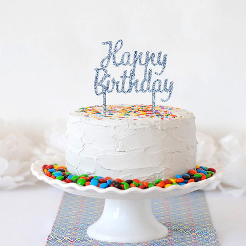 Cake Topper - Happy Birthday Blue
