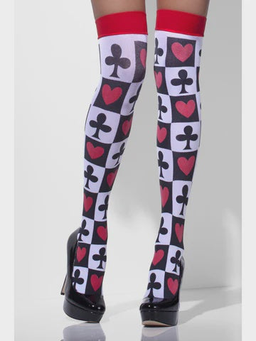 Tights Stocking - Tights Poker Pattern White Opaque