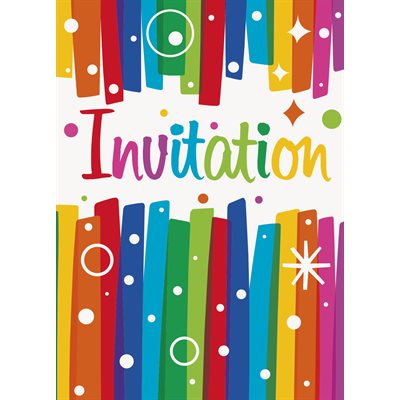 Invites- Rainbow Ribbons Invitation 8PK