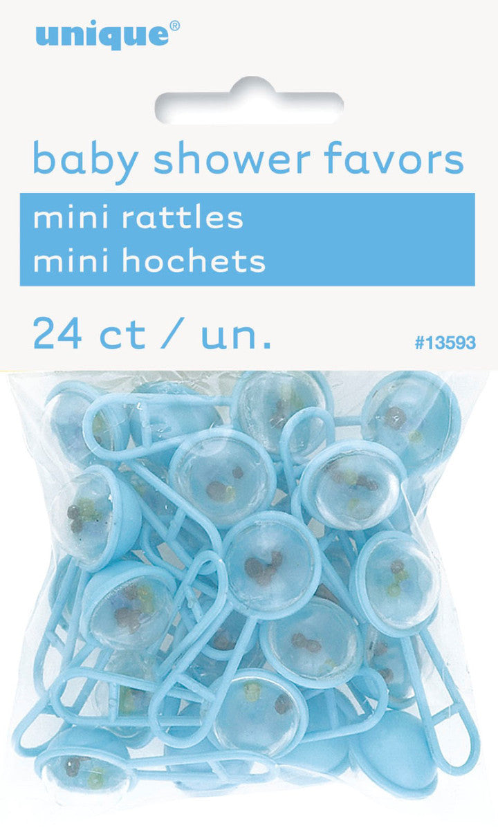 24 Mini Baby Rattles Blue