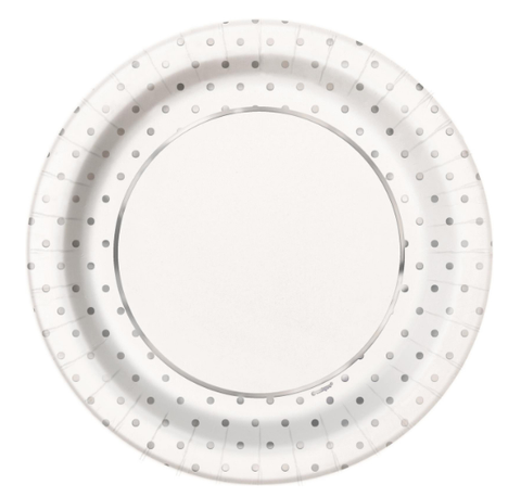 Plates - Silver Foil Dots Pk8