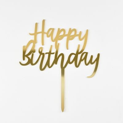 Cake Topper - Birthday Gold Colour A