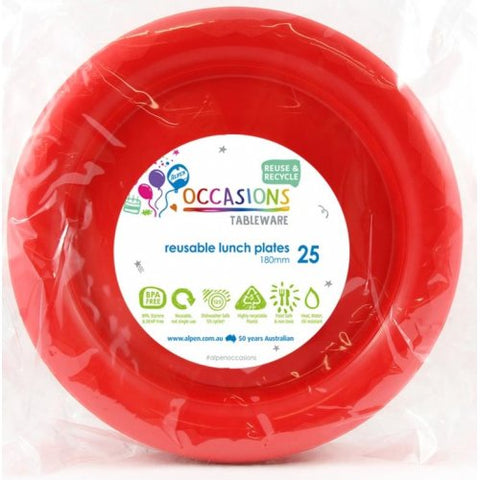 Reusable Lunch Plates - Red Pk25