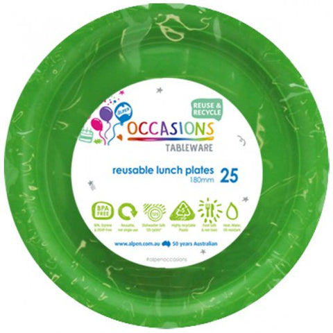 Reusable Lunch Plates - Lime Green Pk 25