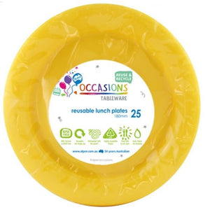 Reusable Lunch Plates - Yellow Pk 25