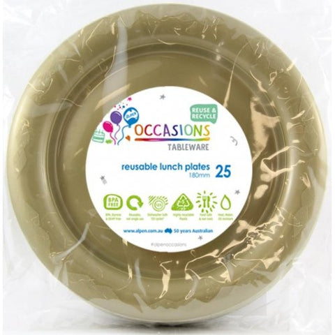 Reusable Lunch Plates - Gold Pk 25