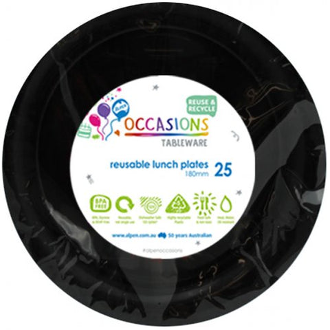 Reusable Lunch Plates - Black Pk 25