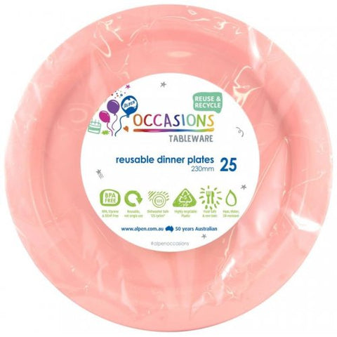 Reusable Dinner Plates - Light Pink Pk25