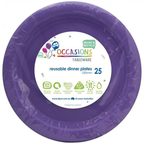 Reusable Dinner Plates - Purple Pk25