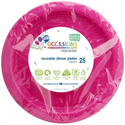 Reusable Dinner Plates - Magenta Pk25