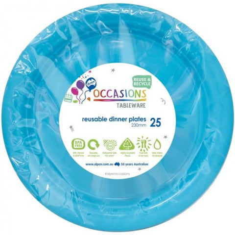 Reusable Dinner Plates - Azure Blue Pk25