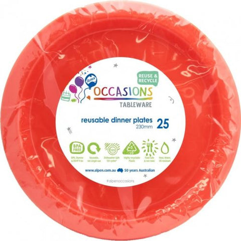 Reusable Dinner Plates - Orange Pk 25
