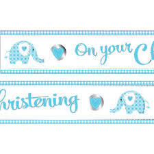 Banner - Happy Christening Elephant (Blue)