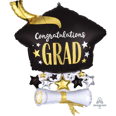 Foil Balloon Supershape - Satin Infused Cap & Diploma Congratulations Grad