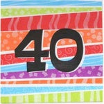 Printed Lunch Napkins - 40th Colourful 3PLY Pk25