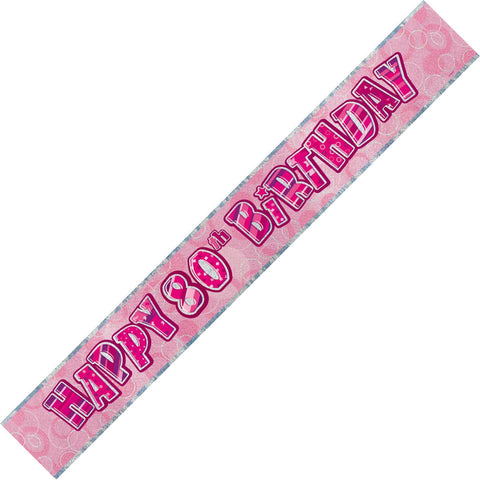 Banner - Happy 80th Birthday Glit Pink Foil Banner