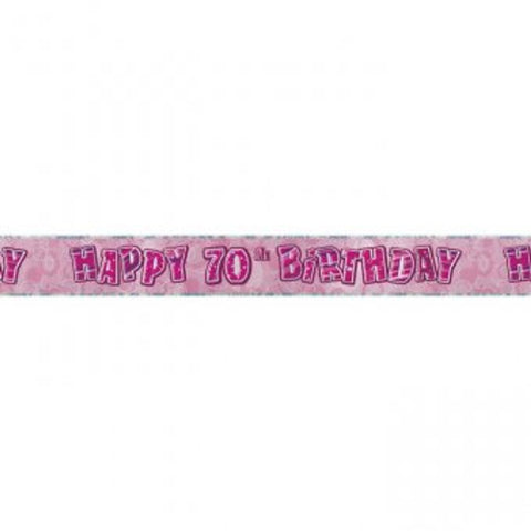 Banner - Happy 70th Birthday Glitz Pink Foil Banner