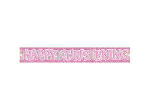 Banner - Christening Pink Prsm Banner