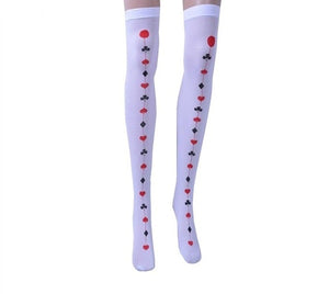 Stocking - Queen Of Hearts White Thigh High Stockings