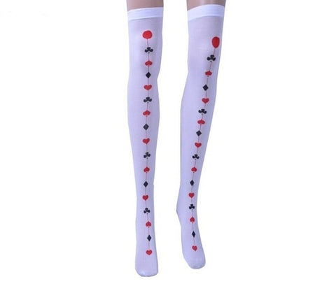 Stocking - Queen Of Hearts White Thigh High Stockings
